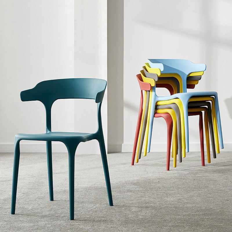 Scandinavian Plastic Stackable Side Chair Open Back Matte Finish Dining Chair Clearhalo ' kitchen&dining_furn' 'Dining Chairs' 'Dining Tables & Seating' 'dining_chair' 'furn' 'furn_dining_chair' 'Furniture' 'furniture_dining_chair' 'Kitchen & Dining Furniture' 'kitchen' 4316354