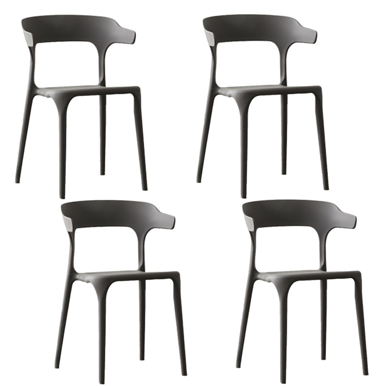 Scandinavian Plastic Stackable Side Chair Open Back Matte Finish Dining Chair Dark Gray 4 Piece Set Clearhalo ' kitchen&dining_furn' 'Dining Chairs' 'Dining Tables & Seating' 'dining_chair' 'furn' 'furn_dining_chair' 'Furniture' 'furniture_dining_chair' 'Kitchen & Dining Furniture' 'kitchen' 4316355