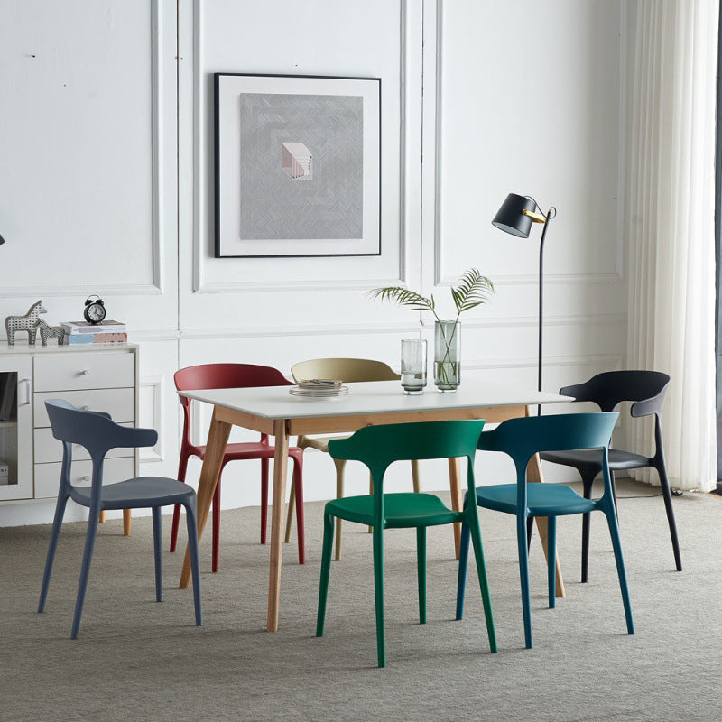 Scandinavian Plastic Stackable Side Chair Open Back Matte Finish Dining Chair Clearhalo ' kitchen&dining_furn' 'Dining Chairs' 'Dining Tables & Seating' 'dining_chair' 'furn' 'furn_dining_chair' 'Furniture' 'furniture_dining_chair' 'Kitchen & Dining Furniture' 'kitchen' 4316356