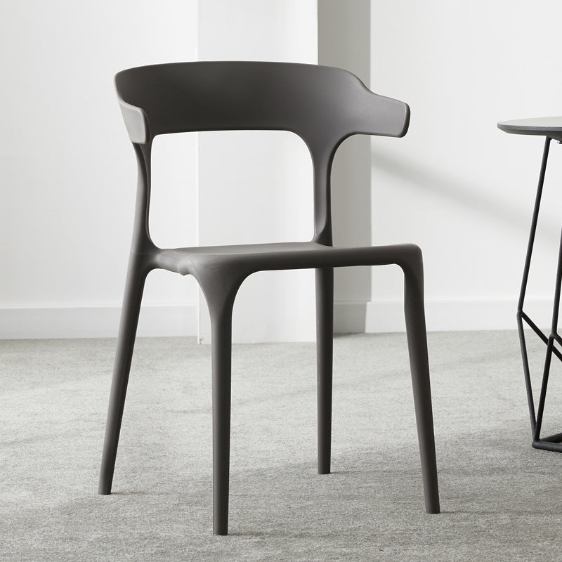 Scandinavian Plastic Stackable Side Chair Open Back Matte Finish Dining Chair Dark Gray 1 Piece Clearhalo ' kitchen&dining_furn' 'Dining Chairs' 'Dining Tables & Seating' 'dining_chair' 'furn' 'furn_dining_chair' 'Furniture' 'furniture_dining_chair' 'Kitchen & Dining Furniture' 'kitchen' 4316357
