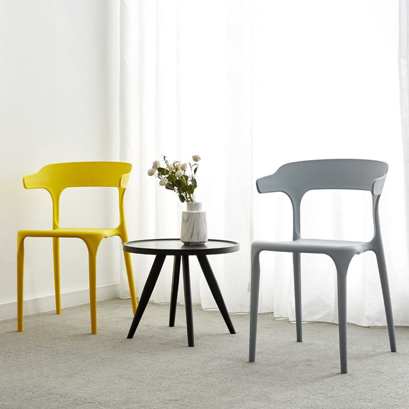 Scandinavian Plastic Stackable Side Chair Open Back Matte Finish Dining Chair Clearhalo ' kitchen&dining_furn' 'Dining Chairs' 'Dining Tables & Seating' 'dining_chair' 'furn' 'furn_dining_chair' 'Furniture' 'furniture_dining_chair' 'Kitchen & Dining Furniture' 'kitchen' 4316358