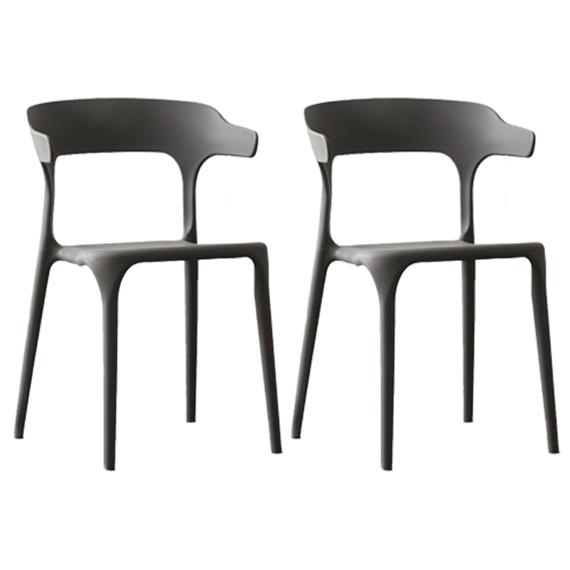 Scandinavian Plastic Stackable Side Chair Open Back Matte Finish Dining Chair Dark Gray 2 Piece Set Clearhalo ' kitchen&dining_furn' 'Dining Chairs' 'Dining Tables & Seating' 'dining_chair' 'furn' 'furn_dining_chair' 'Furniture' 'furniture_dining_chair' 'Kitchen & Dining Furniture' 'kitchen' 4316359