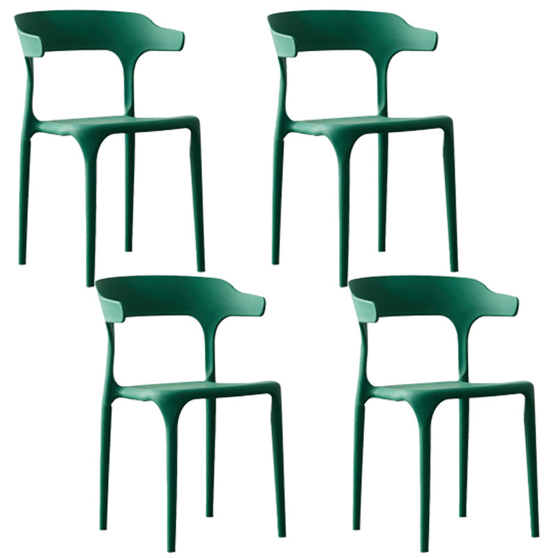 Scandinavian Plastic Stackable Side Chair Open Back Matte Finish Dining Chair Blackish Green 4 Piece Set Clearhalo ' kitchen&dining_furn' 'Dining Chairs' 'Dining Tables & Seating' 'dining_chair' 'furn' 'furn_dining_chair' 'Furniture' 'furniture_dining_chair' 'Kitchen & Dining Furniture' 'kitchen' 4316366