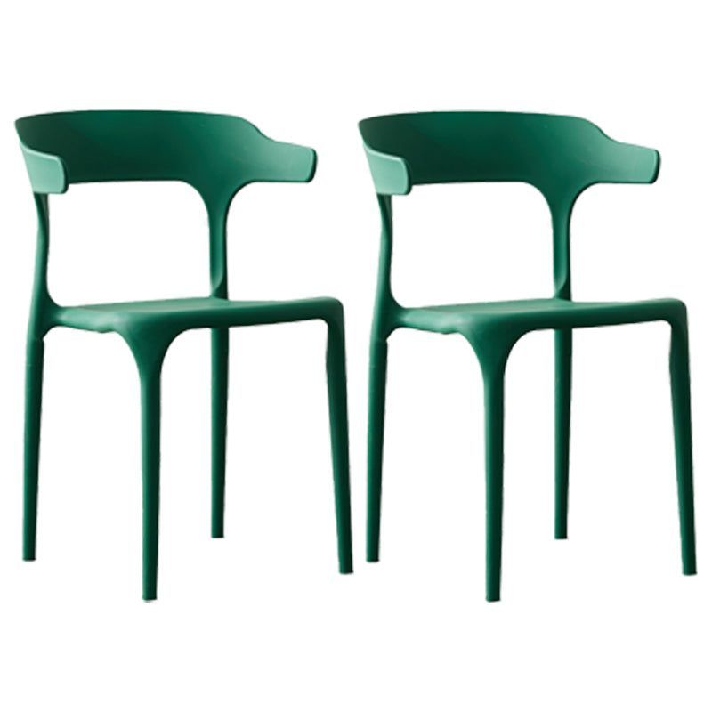 Scandinavian Plastic Stackable Side Chair Open Back Matte Finish Dining Chair Blackish Green 2 Piece Set Clearhalo ' kitchen&dining_furn' 'Dining Chairs' 'Dining Tables & Seating' 'dining_chair' 'furn' 'furn_dining_chair' 'Furniture' 'furniture_dining_chair' 'Kitchen & Dining Furniture' 'kitchen' 4316370