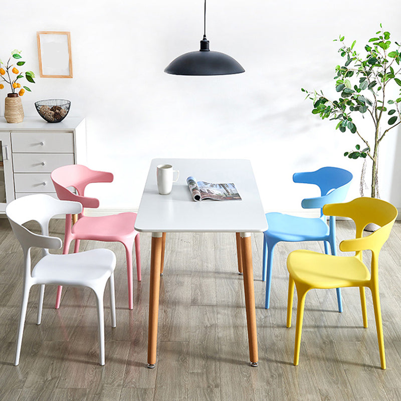 Scandinavian Plastic Stackable Side Chair Open Back Matte Finish Dining Chair Clearhalo ' kitchen&dining_furn' 'Dining Chairs' 'Dining Tables & Seating' 'dining_chair' 'furn' 'furn_dining_chair' 'Furniture' 'furniture_dining_chair' 'Kitchen & Dining Furniture' 'kitchen' 4316372