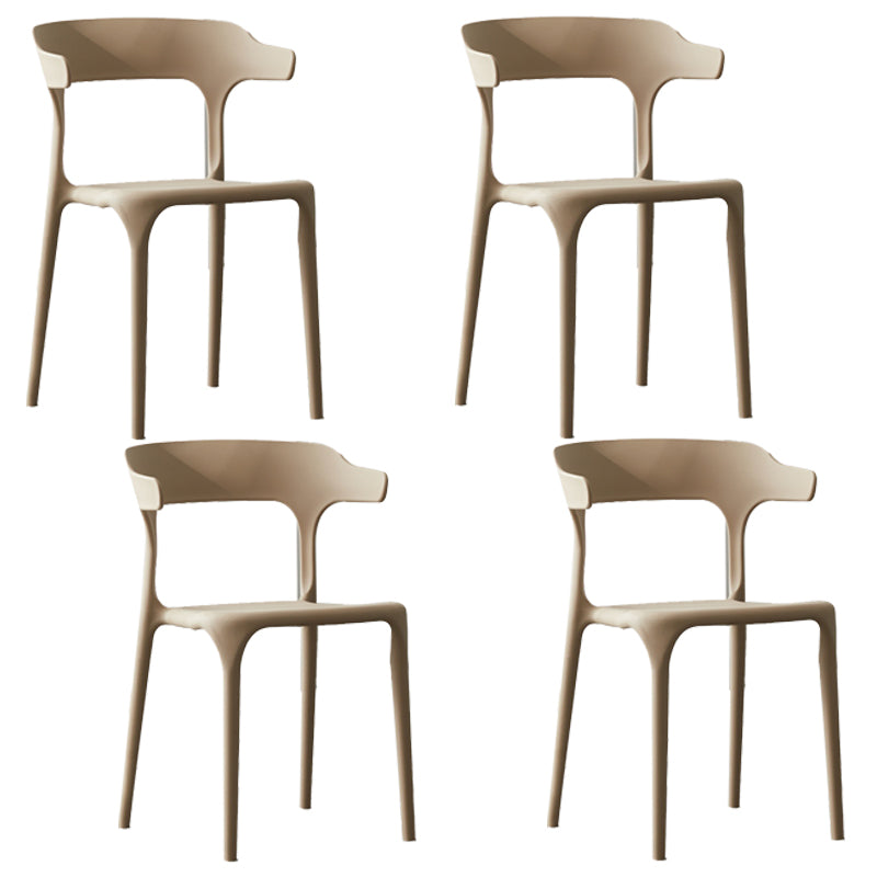 Scandinavian Plastic Stackable Side Chair Open Back Matte Finish Dining Chair Khaki 4 Piece Set Clearhalo ' kitchen&dining_furn' 'Dining Chairs' 'Dining Tables & Seating' 'dining_chair' 'furn' 'furn_dining_chair' 'Furniture' 'furniture_dining_chair' 'Kitchen & Dining Furniture' 'kitchen' 4316373