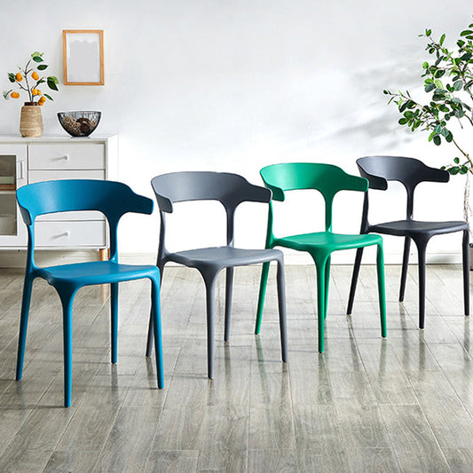 Scandinavian Plastic Stackable Side Chair Open Back Matte Finish Dining Chair Clearhalo ' kitchen&dining_furn' 'Dining Chairs' 'Dining Tables & Seating' 'dining_chair' 'furn' 'furn_dining_chair' 'Furniture' 'furniture_dining_chair' 'Kitchen & Dining Furniture' 'kitchen' 4316375