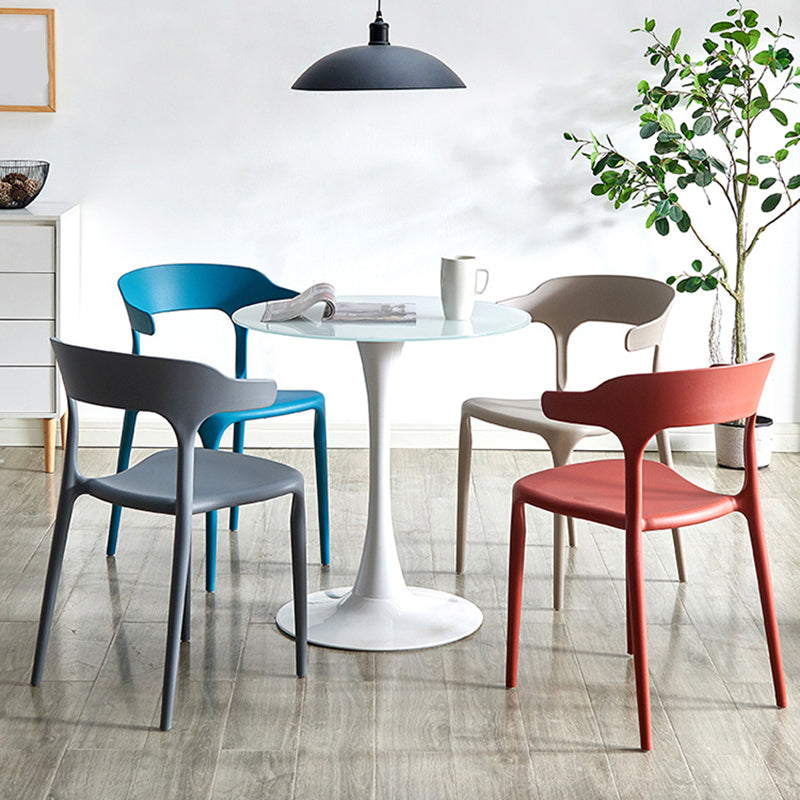 Scandinavian Plastic Stackable Side Chair Open Back Matte Finish Dining Chair Clearhalo ' kitchen&dining_furn' 'Dining Chairs' 'Dining Tables & Seating' 'dining_chair' 'furn' 'furn_dining_chair' 'Furniture' 'furniture_dining_chair' 'Kitchen & Dining Furniture' 'kitchen' 4316376