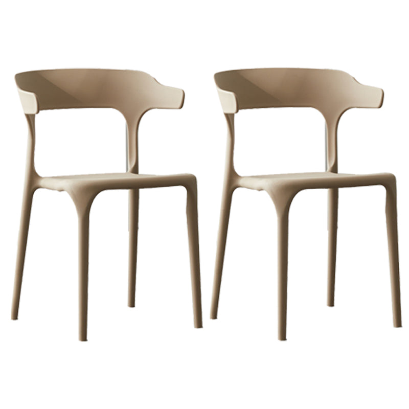 Scandinavian Plastic Stackable Side Chair Open Back Matte Finish Dining Chair Khaki 2 Piece Set Clearhalo ' kitchen&dining_furn' 'Dining Chairs' 'Dining Tables & Seating' 'dining_chair' 'furn' 'furn_dining_chair' 'Furniture' 'furniture_dining_chair' 'Kitchen & Dining Furniture' 'kitchen' 4316377