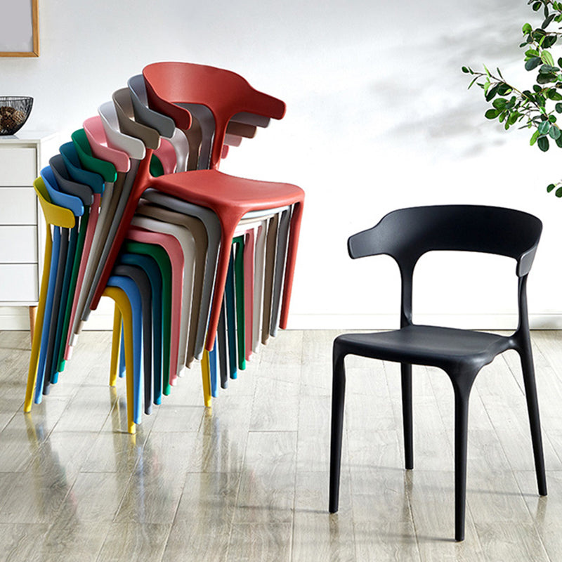Scandinavian Plastic Stackable Side Chair Open Back Matte Finish Dining Chair Clearhalo ' kitchen&dining_furn' 'Dining Chairs' 'Dining Tables & Seating' 'dining_chair' 'furn' 'furn_dining_chair' 'Furniture' 'furniture_dining_chair' 'Kitchen & Dining Furniture' 'kitchen' 4316378