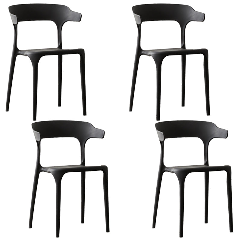 Scandinavian Plastic Stackable Side Chair Open Back Matte Finish Dining Chair Black 4 Piece Set Clearhalo ' kitchen&dining_furn' 'Dining Chairs' 'Dining Tables & Seating' 'dining_chair' 'furn' 'furn_dining_chair' 'Furniture' 'furniture_dining_chair' 'Kitchen & Dining Furniture' 'kitchen' 4316379