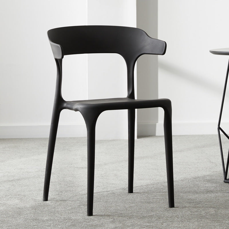 Scandinavian Plastic Stackable Side Chair Open Back Matte Finish Dining Chair Black 1 Piece Clearhalo ' kitchen&dining_furn' 'Dining Chairs' 'Dining Tables & Seating' 'dining_chair' 'furn' 'furn_dining_chair' 'Furniture' 'furniture_dining_chair' 'Kitchen & Dining Furniture' 'kitchen' 4316381