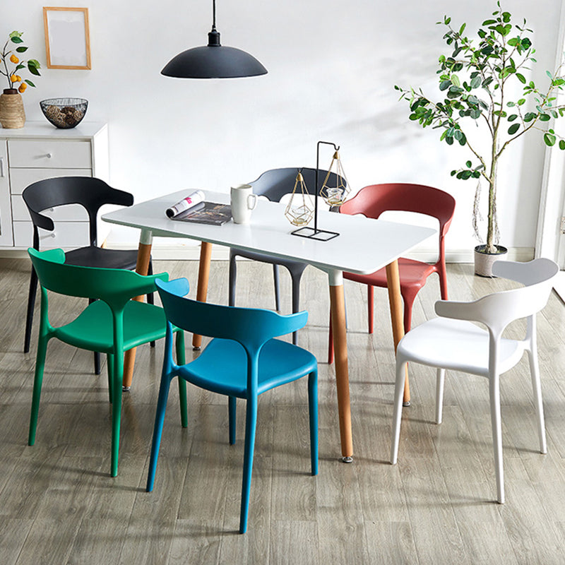 Scandinavian Plastic Stackable Side Chair Open Back Matte Finish Dining Chair Clearhalo ' kitchen&dining_furn' 'Dining Chairs' 'Dining Tables & Seating' 'dining_chair' 'furn' 'furn_dining_chair' 'Furniture' 'furniture_dining_chair' 'Kitchen & Dining Furniture' 'kitchen' 4316382