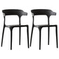 Scandinavian Plastic Stackable Side Chair Open Back Matte Finish Dining Chair Black 2 Piece Set Clearhalo ' kitchen&dining_furn' 'Dining Chairs' 'Dining Tables & Seating' 'dining_chair' 'furn' 'furn_dining_chair' 'Furniture' 'furniture_dining_chair' 'Kitchen & Dining Furniture' 'kitchen' 4316383