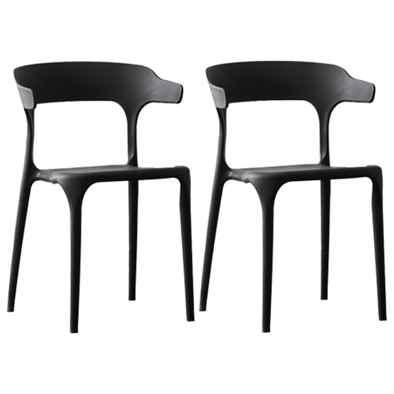 Scandinavian Plastic Stackable Side Chair Open Back Matte Finish Dining Chair Black 2 Piece Set Clearhalo ' kitchen&dining_furn' 'Dining Chairs' 'Dining Tables & Seating' 'dining_chair' 'furn' 'furn_dining_chair' 'Furniture' 'furniture_dining_chair' 'Kitchen & Dining Furniture' 'kitchen' 4316383