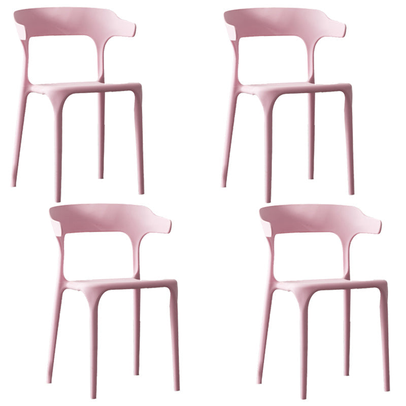 Scandinavian Plastic Stackable Side Chair Open Back Matte Finish Dining Chair Pink 4 Piece Set Clearhalo ' kitchen&dining_furn' 'Dining Chairs' 'Dining Tables & Seating' 'dining_chair' 'furn' 'furn_dining_chair' 'Furniture' 'furniture_dining_chair' 'Kitchen & Dining Furniture' 'kitchen' 4316384