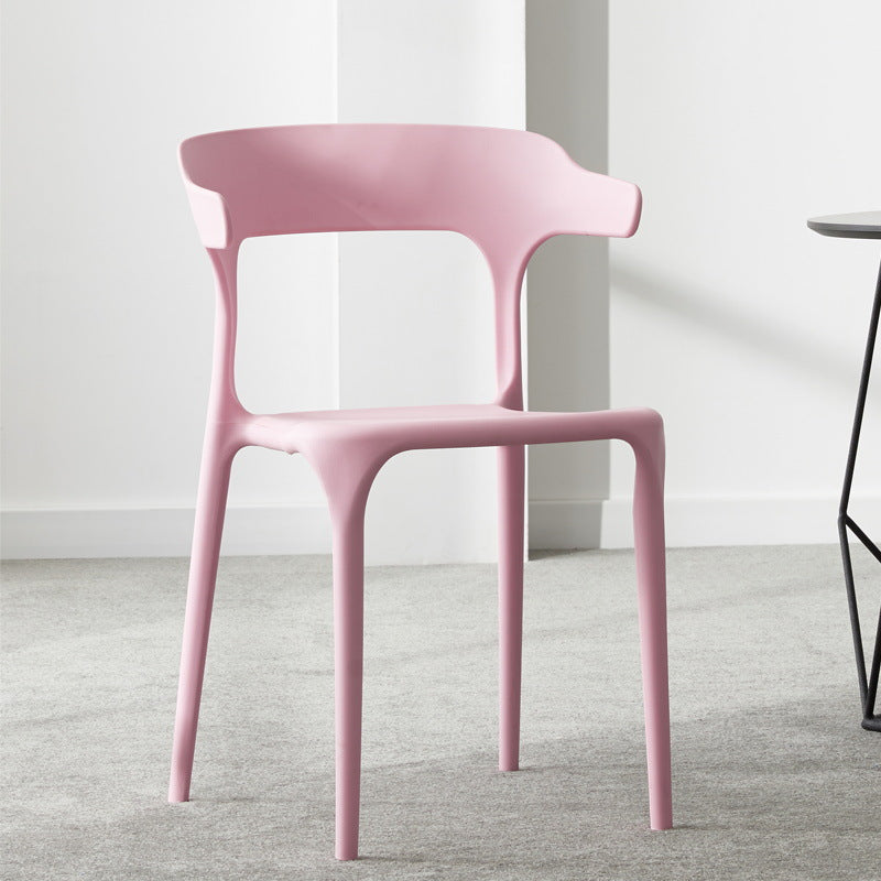 Scandinavian Plastic Stackable Side Chair Open Back Matte Finish Dining Chair Pink 1 Piece Clearhalo ' kitchen&dining_furn' 'Dining Chairs' 'Dining Tables & Seating' 'dining_chair' 'furn' 'furn_dining_chair' 'Furniture' 'furniture_dining_chair' 'Kitchen & Dining Furniture' 'kitchen' 4316385
