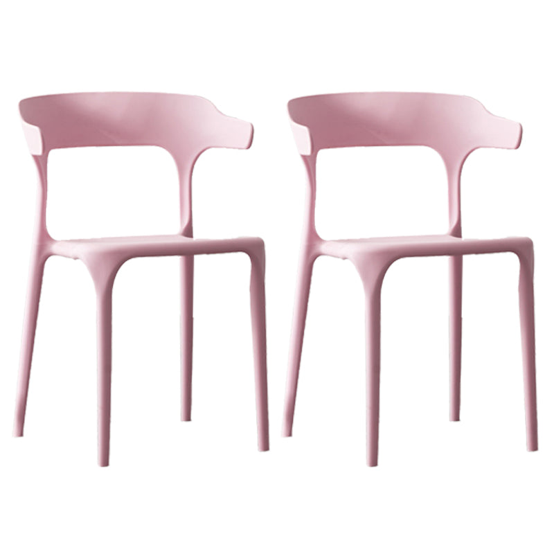 Scandinavian Plastic Stackable Side Chair Open Back Matte Finish Dining Chair Pink 2 Piece Set Clearhalo ' kitchen&dining_furn' 'Dining Chairs' 'Dining Tables & Seating' 'dining_chair' 'furn' 'furn_dining_chair' 'Furniture' 'furniture_dining_chair' 'Kitchen & Dining Furniture' 'kitchen' 4316386