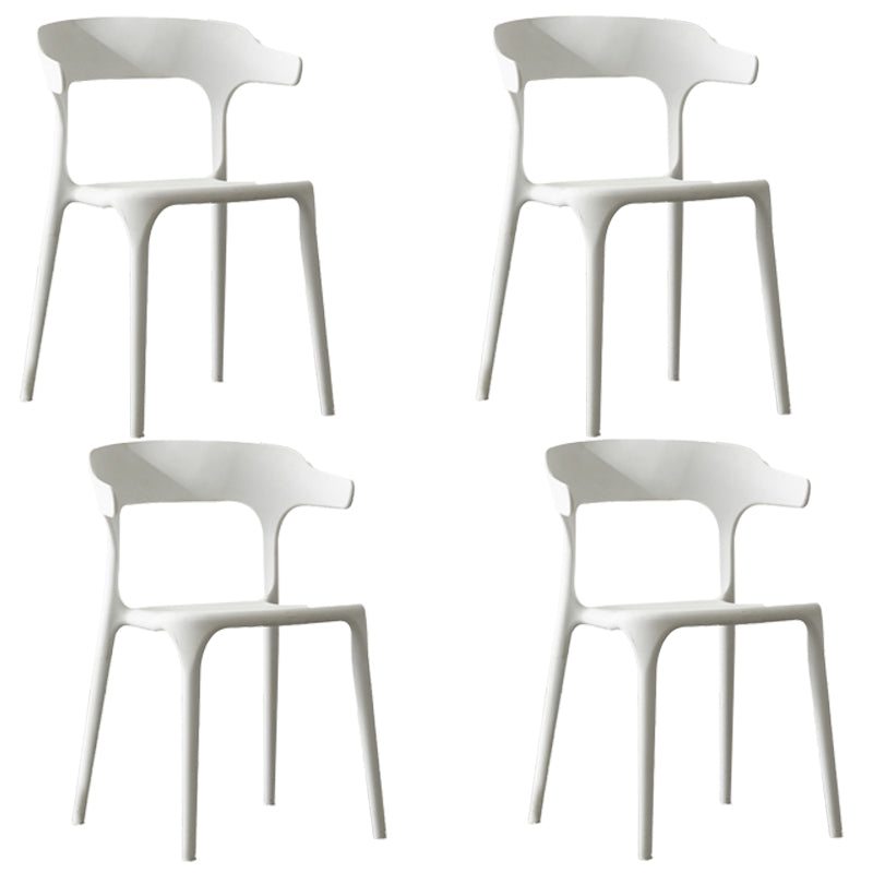 Scandinavian Plastic Stackable Side Chair Open Back Matte Finish Dining Chair White 4 Piece Set Clearhalo ' kitchen&dining_furn' 'Dining Chairs' 'Dining Tables & Seating' 'dining_chair' 'furn' 'furn_dining_chair' 'Furniture' 'furniture_dining_chair' 'Kitchen & Dining Furniture' 'kitchen' 4316390
