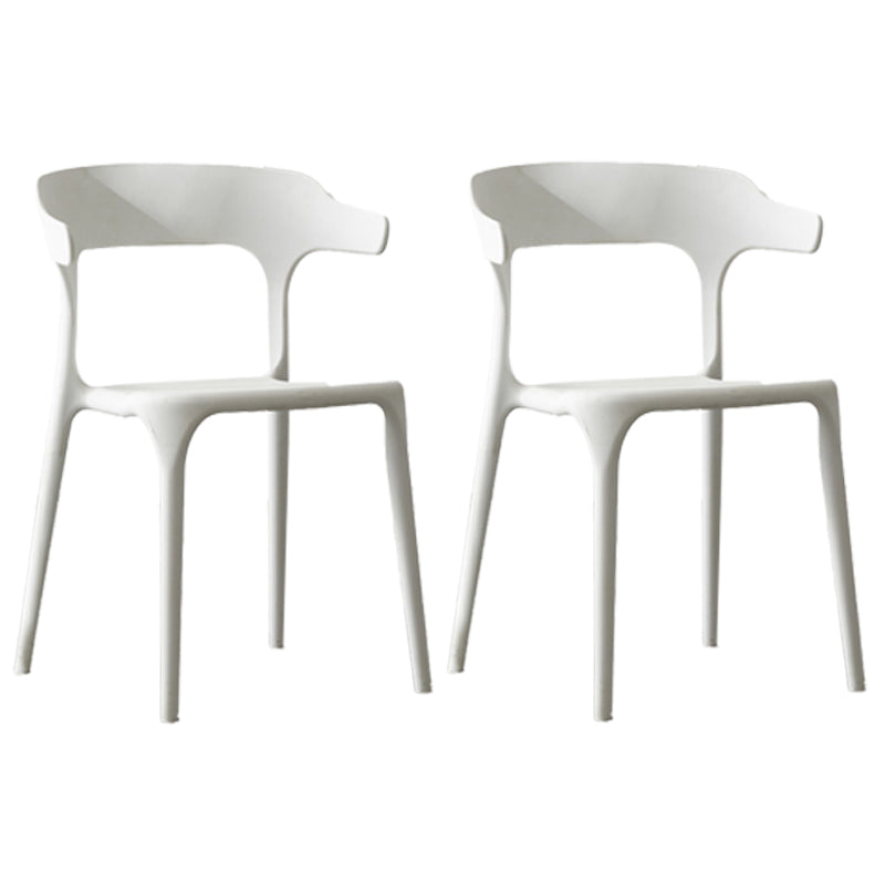 Scandinavian Plastic Stackable Side Chair Open Back Matte Finish Dining Chair White 2 Piece Set Clearhalo ' kitchen&dining_furn' 'Dining Chairs' 'Dining Tables & Seating' 'dining_chair' 'furn' 'furn_dining_chair' 'Furniture' 'furniture_dining_chair' 'Kitchen & Dining Furniture' 'kitchen' 4316392