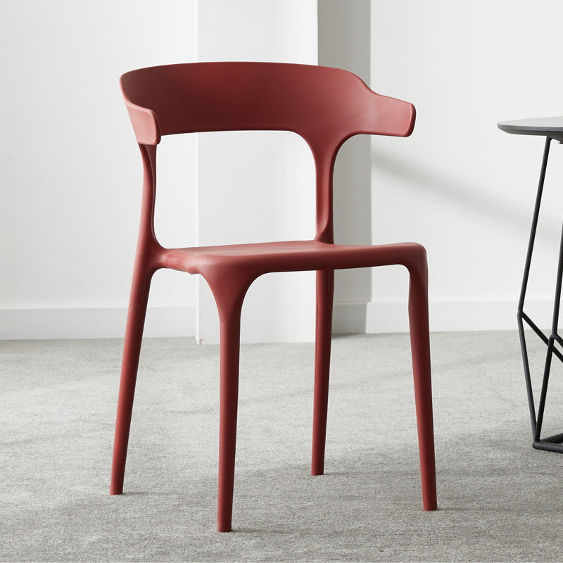 Scandinavian Plastic Stackable Side Chair Open Back Matte Finish Dining Chair Burgundy 1 Piece Clearhalo ' kitchen&dining_furn' 'Dining Chairs' 'Dining Tables & Seating' 'dining_chair' 'furn' 'furn_dining_chair' 'Furniture' 'furniture_dining_chair' 'Kitchen & Dining Furniture' 'kitchen' 4316394