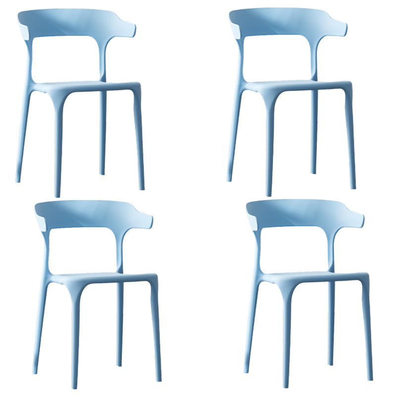 Scandinavian Plastic Stackable Side Chair Open Back Matte Finish Dining Chair Sky Blue 4 Piece Set Clearhalo ' kitchen&dining_furn' 'Dining Chairs' 'Dining Tables & Seating' 'dining_chair' 'furn' 'furn_dining_chair' 'Furniture' 'furniture_dining_chair' 'Kitchen & Dining Furniture' 'kitchen' 4316396