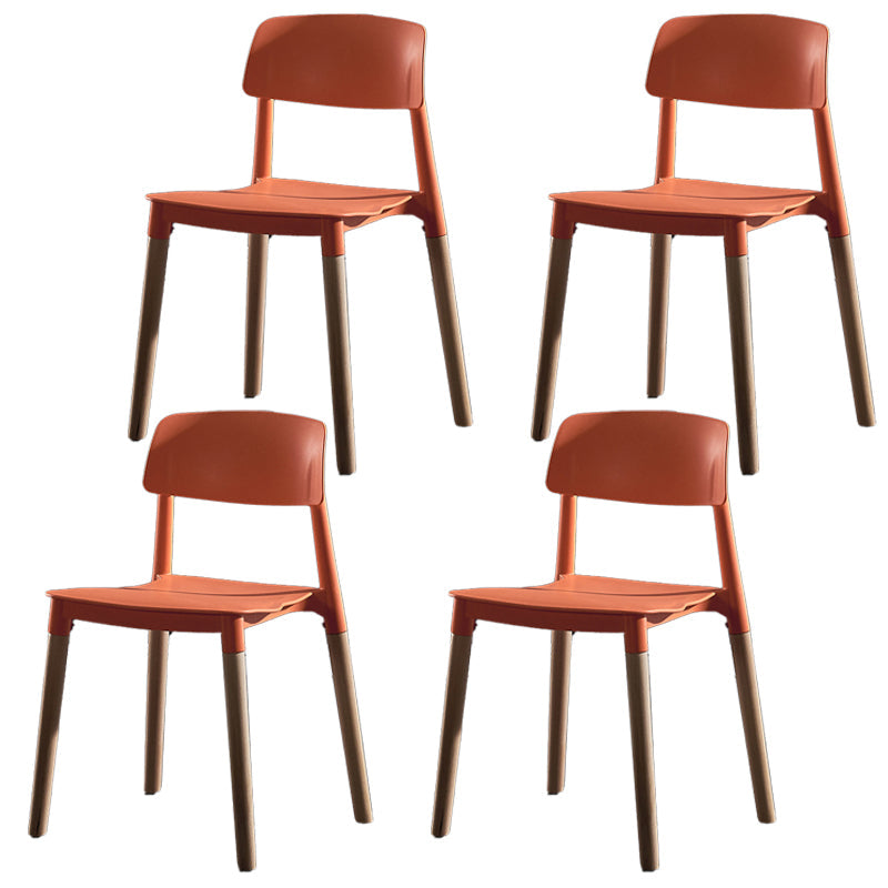 Scandinavian Wood Restaurant Side Chair Open Back Matte Finish Dining Chair Orange 4 Piece Set Clearhalo ' kitchen&dining_furn' 'Dining Chairs' 'Dining Tables & Seating' 'dining_chair' 'furn' 'furn_dining_chair' 'Furniture' 'furniture_dining_chair' 'Kitchen & Dining Furniture' 'kitchen' 4316401