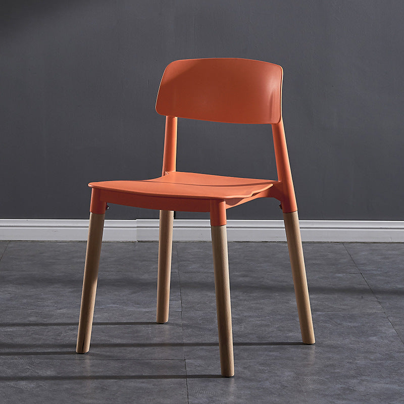 Scandinavian Wood Restaurant Side Chair Open Back Matte Finish Dining Chair Orange 1 Piece Clearhalo ' kitchen&dining_furn' 'Dining Chairs' 'Dining Tables & Seating' 'dining_chair' 'furn' 'furn_dining_chair' 'Furniture' 'furniture_dining_chair' 'Kitchen & Dining Furniture' 'kitchen' 4316402