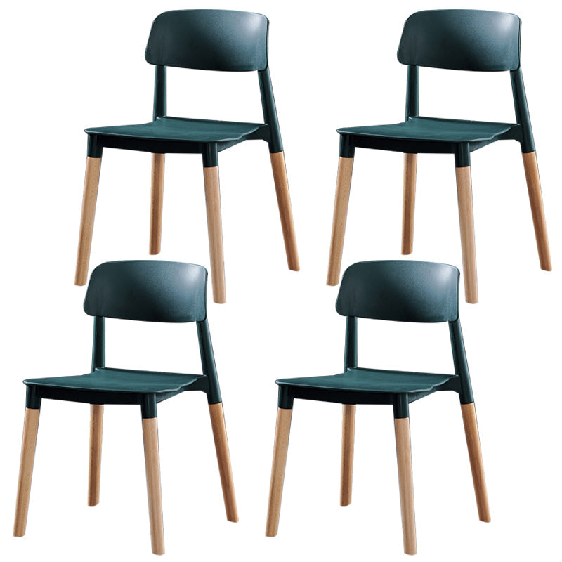 Scandinavian Wood Restaurant Side Chair Open Back Matte Finish Dining Chair Blackish Green 4 Piece Set Clearhalo ' kitchen&dining_furn' 'Dining Chairs' 'Dining Tables & Seating' 'dining_chair' 'furn' 'furn_dining_chair' 'Furniture' 'furniture_dining_chair' 'Kitchen & Dining Furniture' 'kitchen' 4316407