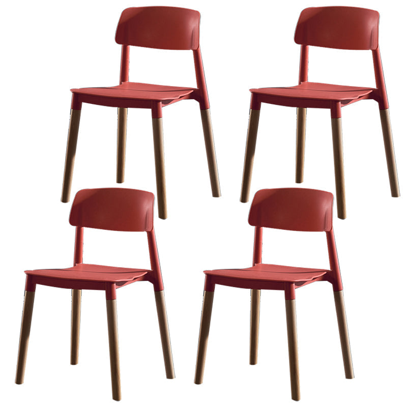 Scandinavian Wood Restaurant Side Chair Open Back Matte Finish Dining Chair Red 4 Piece Set Clearhalo ' kitchen&dining_furn' 'Dining Chairs' 'Dining Tables & Seating' 'dining_chair' 'furn' 'furn_dining_chair' 'Furniture' 'furniture_dining_chair' 'Kitchen & Dining Furniture' 'kitchen' 4316423