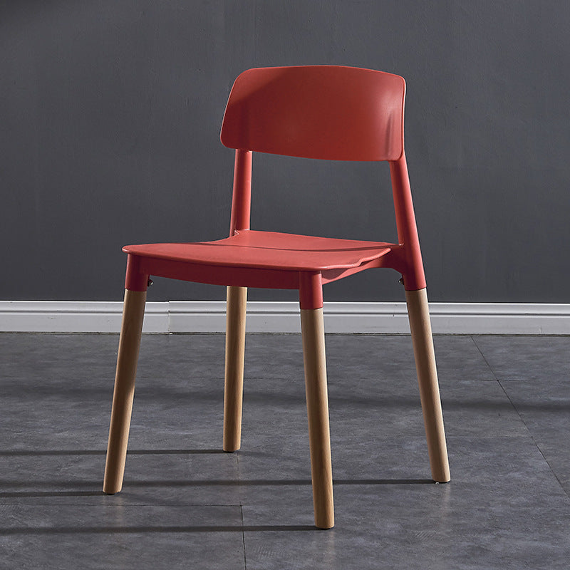 Scandinavian Wood Restaurant Side Chair Open Back Matte Finish Dining Chair Red 1 Piece Clearhalo ' kitchen&dining_furn' 'Dining Chairs' 'Dining Tables & Seating' 'dining_chair' 'furn' 'furn_dining_chair' 'Furniture' 'furniture_dining_chair' 'Kitchen & Dining Furniture' 'kitchen' 4316424