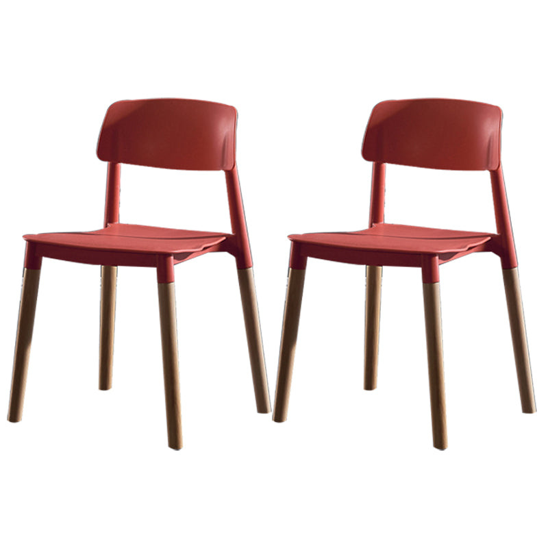 Scandinavian Wood Restaurant Side Chair Open Back Matte Finish Dining Chair Red 2 Piece Set Clearhalo ' kitchen&dining_furn' 'Dining Chairs' 'Dining Tables & Seating' 'dining_chair' 'furn' 'furn_dining_chair' 'Furniture' 'furniture_dining_chair' 'Kitchen & Dining Furniture' 'kitchen' 4316425