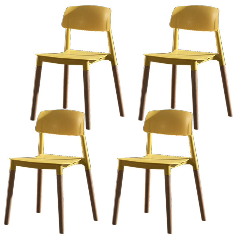 Scandinavian Wood Restaurant Side Chair Open Back Matte Finish Dining Chair Yellow 4 Piece Set Clearhalo ' kitchen&dining_furn' 'Dining Chairs' 'Dining Tables & Seating' 'dining_chair' 'furn' 'furn_dining_chair' 'Furniture' 'furniture_dining_chair' 'Kitchen & Dining Furniture' 'kitchen' 4316429