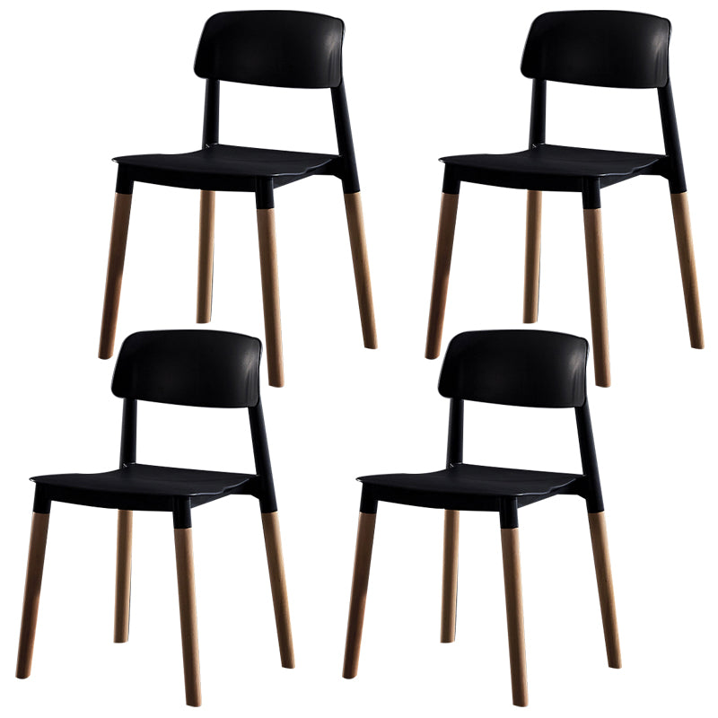 Scandinavian Wood Restaurant Side Chair Open Back Matte Finish Dining Chair Black 4 Piece Set Clearhalo ' kitchen&dining_furn' 'Dining Chairs' 'Dining Tables & Seating' 'dining_chair' 'furn' 'furn_dining_chair' 'Furniture' 'furniture_dining_chair' 'Kitchen & Dining Furniture' 'kitchen' 4316432