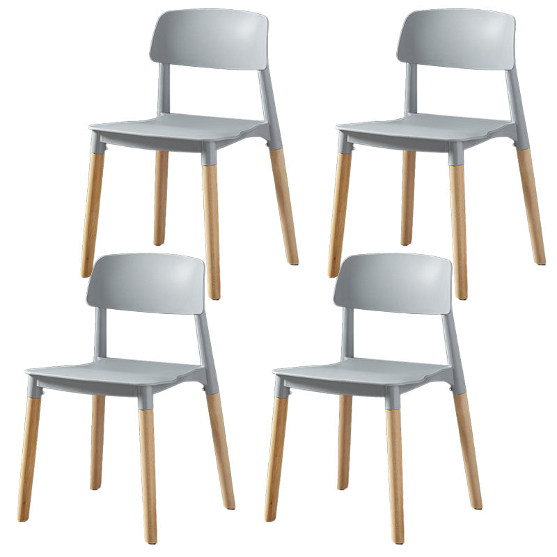 Scandinavian Wood Restaurant Side Chair Open Back Matte Finish Dining Chair Light Gray 4 Piece Set Clearhalo ' kitchen&dining_furn' 'Dining Chairs' 'Dining Tables & Seating' 'dining_chair' 'furn' 'furn_dining_chair' 'Furniture' 'furniture_dining_chair' 'Kitchen & Dining Furniture' 'kitchen' 4316435