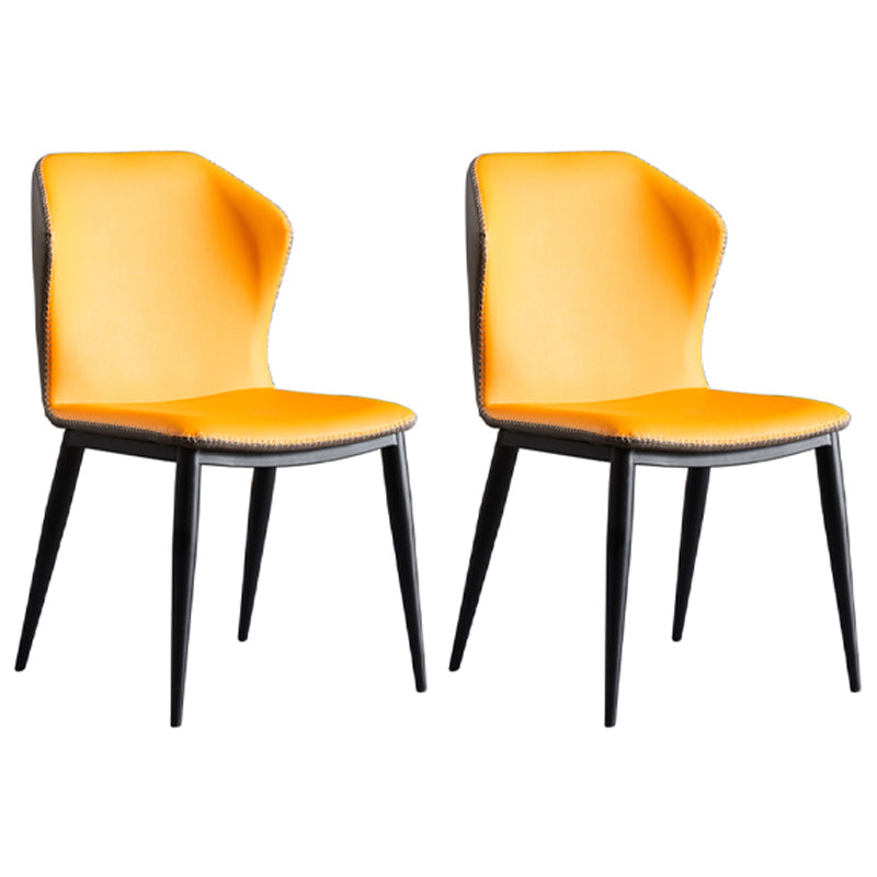 Modern Metal Dining Room Chair Wingback Armless Chair for Restaurant Yellow 2 Piece Set Clearhalo ' kitchen&dining_furn' 'Dining Chairs' 'Dining Tables & Seating' 'dining_chair' 'furn' 'furn_dining_chair' 'Furniture' 'furniture_dining_chair' 'Kitchen & Dining Furniture' 'kitchen' 4316442