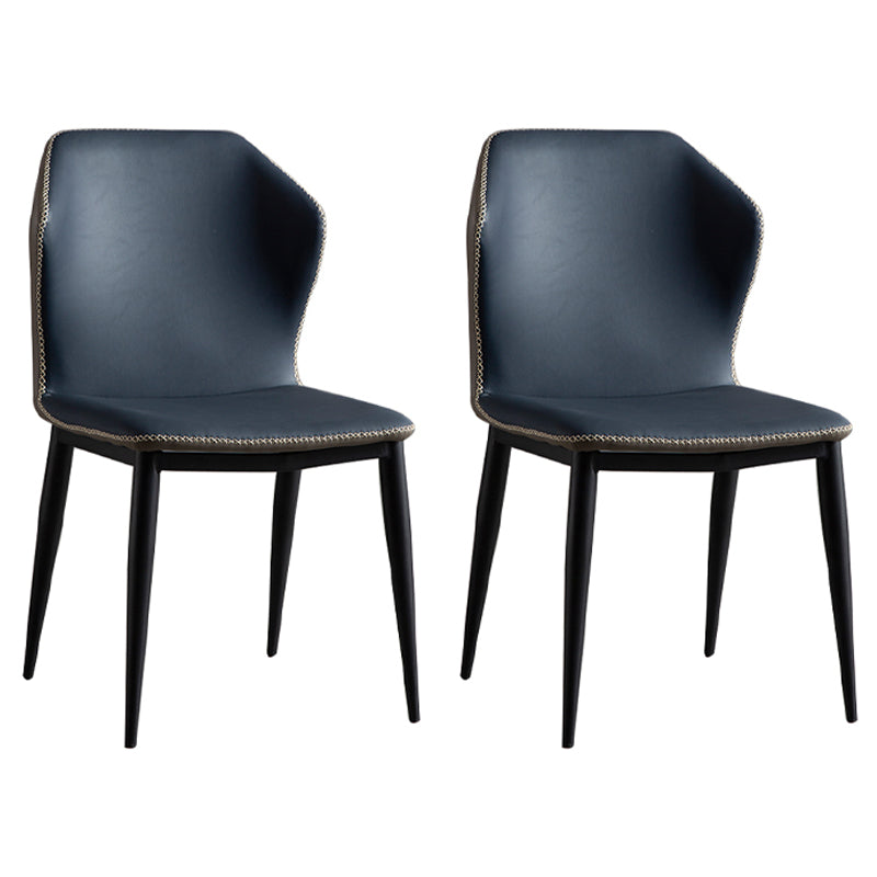 Modern Metal Dining Room Chair Wingback Armless Chair for Restaurant Navy Blue 2 Piece Set Clearhalo ' kitchen&dining_furn' 'Dining Chairs' 'Dining Tables & Seating' 'dining_chair' 'furn' 'furn_dining_chair' 'Furniture' 'furniture_dining_chair' 'Kitchen & Dining Furniture' 'kitchen' 4316455