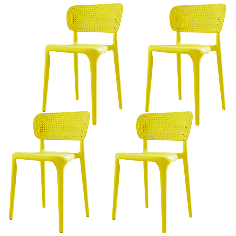 Restaurant Contemporary Plastic Side Chair Matte Finish Open Back Dining Chair Yellow 4 Piece Set Clearhalo ' kitchen&dining_furn' 'Dining Chairs' 'Dining Tables & Seating' 'dining_chair' 'furn' 'furn_dining_chair' 'Furniture' 'furniture_dining_chair' 'Kitchen & Dining Furniture' 'kitchen' 4316464