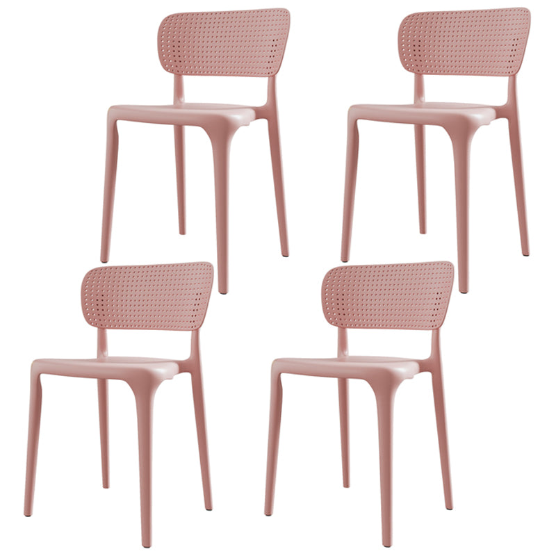 Restaurant Contemporary Plastic Side Chair Matte Finish Open Back Dining Chair Pink 4 Piece Set Clearhalo ' kitchen&dining_furn' 'Dining Chairs' 'Dining Tables & Seating' 'dining_chair' 'furn' 'furn_dining_chair' 'Furniture' 'furniture_dining_chair' 'Kitchen & Dining Furniture' 'kitchen' 4316468