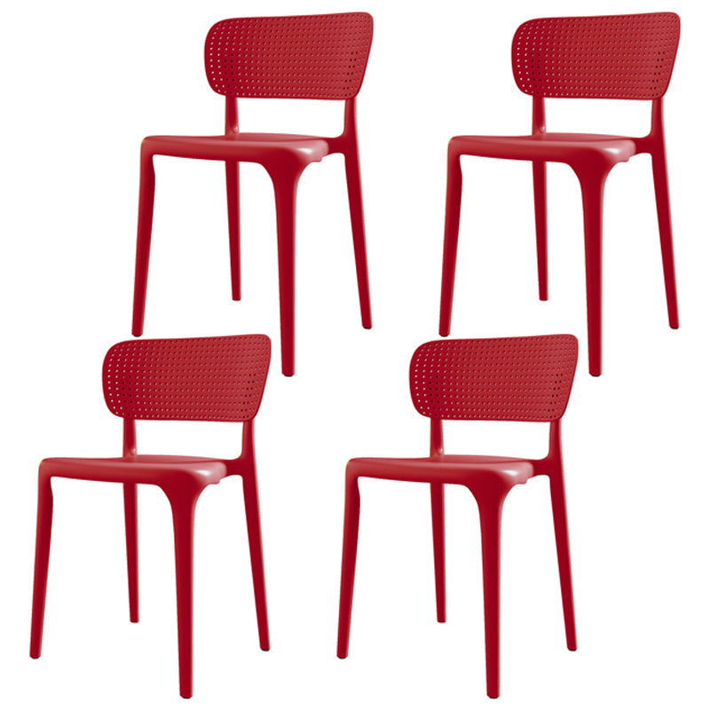 Restaurant Contemporary Plastic Side Chair Matte Finish Open Back Dining Chair Red 4 Piece Set Clearhalo ' kitchen&dining_furn' 'Dining Chairs' 'Dining Tables & Seating' 'dining_chair' 'furn' 'furn_dining_chair' 'Furniture' 'furniture_dining_chair' 'Kitchen & Dining Furniture' 'kitchen' 4316474