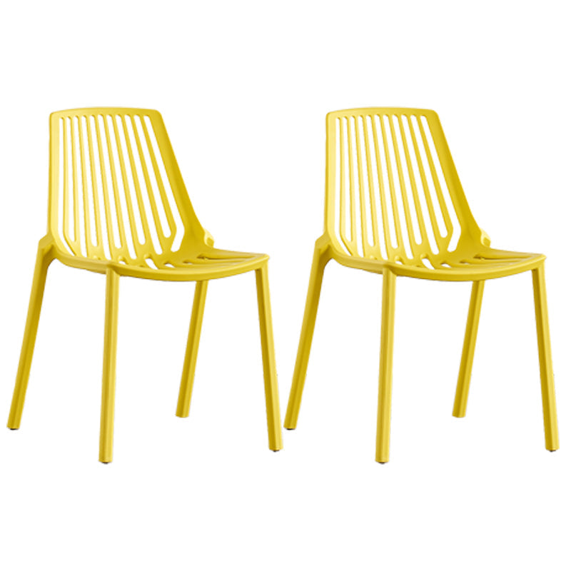 Restaurant Contemporary Plastic Side Chair Matte Finish Slat Back Dining Chair Yellow 2 Piece Set Clearhalo ' kitchen&dining_furn' 'Dining Chairs' 'Dining Tables & Seating' 'dining_chair' 'furn' 'furn_dining_chair' 'Furniture' 'furniture_dining_chair' 'Kitchen & Dining Furniture' 'kitchen' 4316482