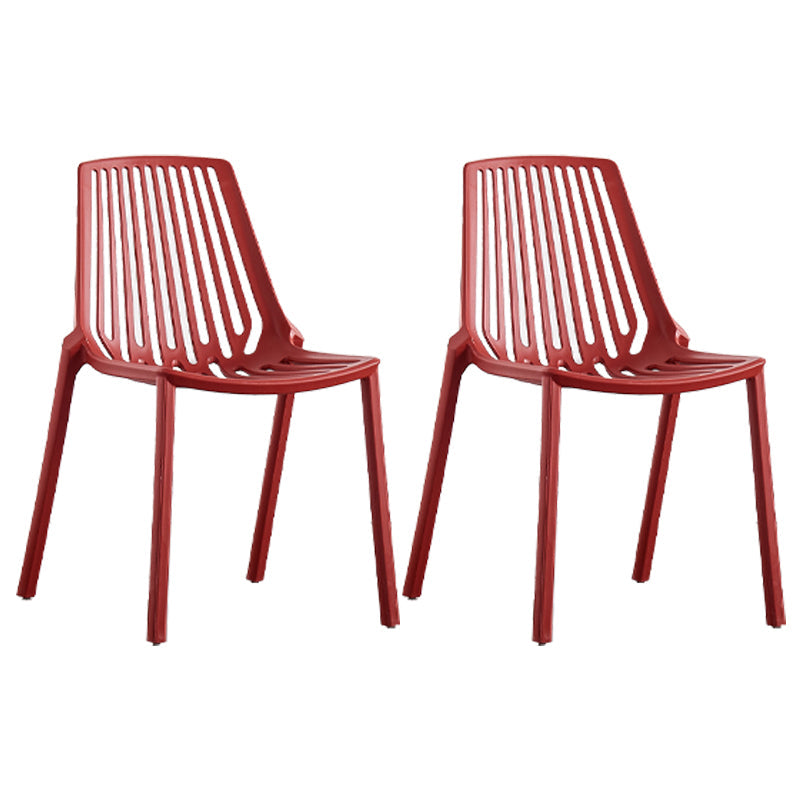 Restaurant Contemporary Plastic Side Chair Matte Finish Slat Back Dining Chair Red 2 Piece Set Clearhalo ' kitchen&dining_furn' 'Dining Chairs' 'Dining Tables & Seating' 'dining_chair' 'furn' 'furn_dining_chair' 'Furniture' 'furniture_dining_chair' 'Kitchen & Dining Furniture' 'kitchen' 4316484