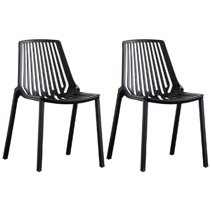 Restaurant Contemporary Plastic Side Chair Matte Finish Slat Back Dining Chair Black 2 Piece Set Clearhalo ' kitchen&dining_furn' 'Dining Chairs' 'Dining Tables & Seating' 'dining_chair' 'furn' 'furn_dining_chair' 'Furniture' 'furniture_dining_chair' 'Kitchen & Dining Furniture' 'kitchen' 4316485
