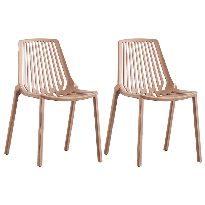 Restaurant Contemporary Plastic Side Chair Matte Finish Slat Back Dining Chair Coffee 2 Piece Set Clearhalo ' kitchen&dining_furn' 'Dining Chairs' 'Dining Tables & Seating' 'dining_chair' 'furn' 'furn_dining_chair' 'Furniture' 'furniture_dining_chair' 'Kitchen & Dining Furniture' 'kitchen' 4316488