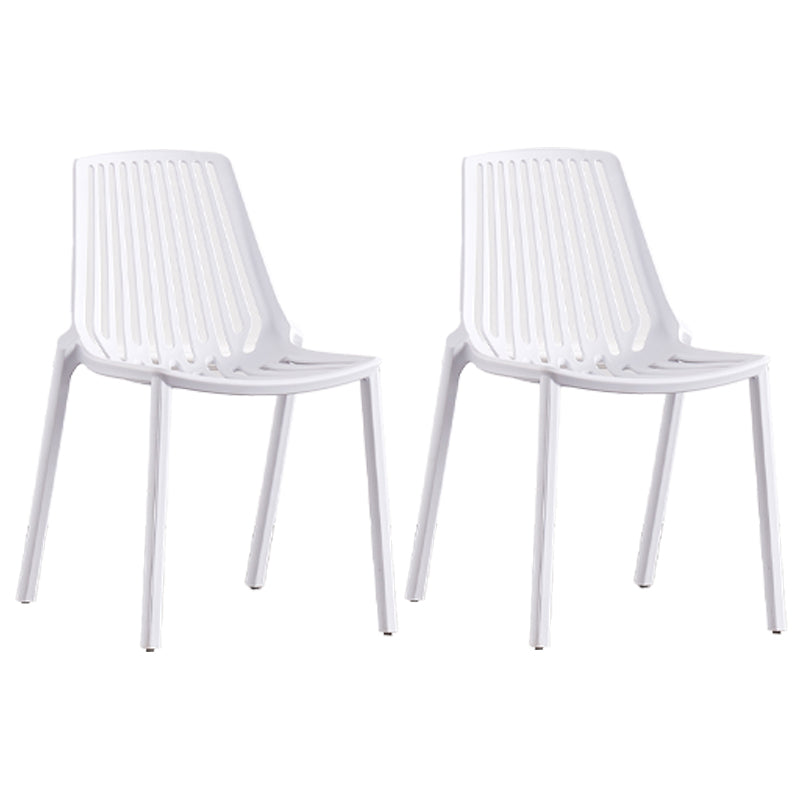 Restaurant Contemporary Plastic Side Chair Matte Finish Slat Back Dining Chair White 2 Piece Set Clearhalo ' kitchen&dining_furn' 'Dining Chairs' 'Dining Tables & Seating' 'dining_chair' 'furn' 'furn_dining_chair' 'Furniture' 'furniture_dining_chair' 'Kitchen & Dining Furniture' 'kitchen' 4316489