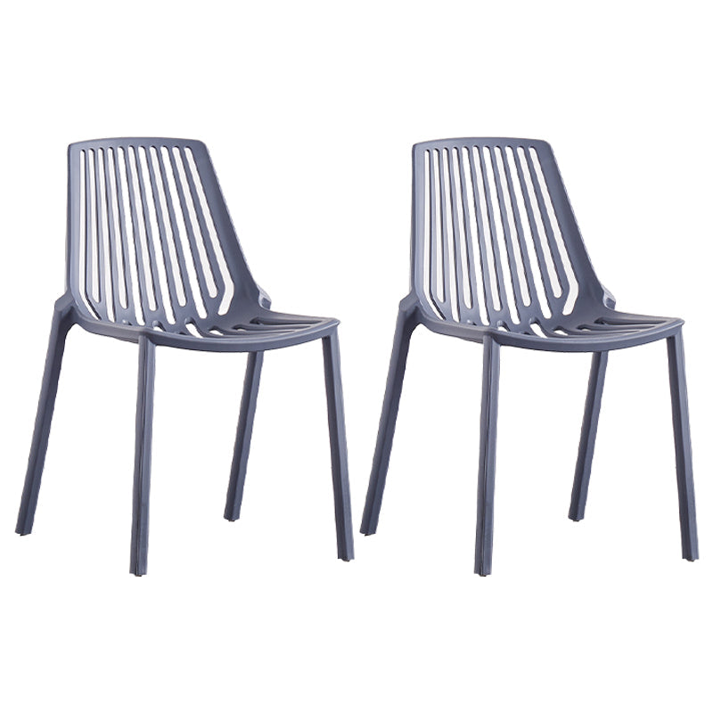 Restaurant Contemporary Plastic Side Chair Matte Finish Slat Back Dining Chair Grey 2 Piece Set Clearhalo ' kitchen&dining_furn' 'Dining Chairs' 'Dining Tables & Seating' 'dining_chair' 'furn' 'furn_dining_chair' 'Furniture' 'furniture_dining_chair' 'Kitchen & Dining Furniture' 'kitchen' 4316491
