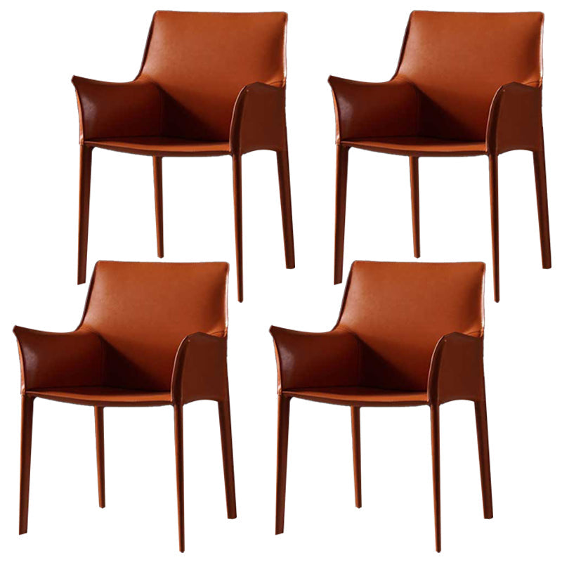 Modern Metal Dining Arm Chair Leather Dining Side Chair for Restaurant Use Burgundy 4 Piece Set Clearhalo ' kitchen&dining_furn' 'Dining Chairs' 'Dining Tables & Seating' 'dining_chair' 'furn' 'furn_dining_chair' 'Furniture' 'furniture_dining_chair' 'Kitchen & Dining Furniture' 'kitchen' 4316505