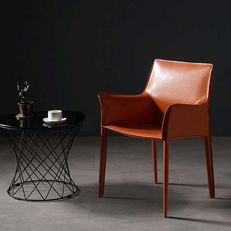 Modern Metal Dining Arm Chair Leather Dining Side Chair for Restaurant Use Clearhalo ' kitchen&dining_furn' 'Dining Chairs' 'Dining Tables & Seating' 'dining_chair' 'furn' 'furn_dining_chair' 'Furniture' 'furniture_dining_chair' 'Kitchen & Dining Furniture' 'kitchen' 4316507