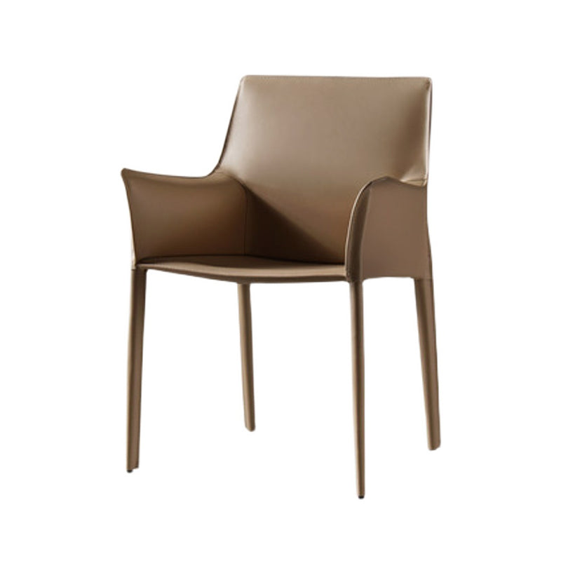 Modern Metal Dining Arm Chair Leather Dining Side Chair for Restaurant Use Coffee 1 Piece Clearhalo ' kitchen&dining_furn' 'Dining Chairs' 'Dining Tables & Seating' 'dining_chair' 'furn' 'furn_dining_chair' 'Furniture' 'furniture_dining_chair' 'Kitchen & Dining Furniture' 'kitchen' 4316512