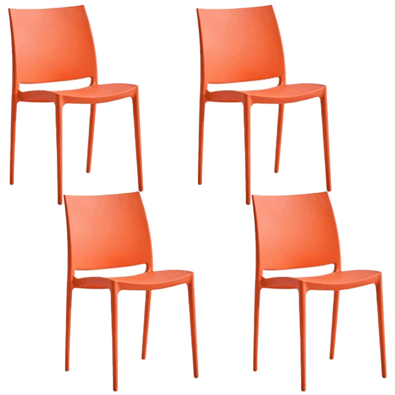 Contemporary Style Dining Chairs Plastic Armless Side Chairs for Kitchen Orange 4 Piece Set Clearhalo ' kitchen&dining_furn' 'Dining Chairs' 'Dining Tables & Seating' 'dining_chair' 'furn' 'furn_dining_chair' 'Furniture' 'furniture_dining_chair' 'Kitchen & Dining Furniture' 'kitchen' 4316520